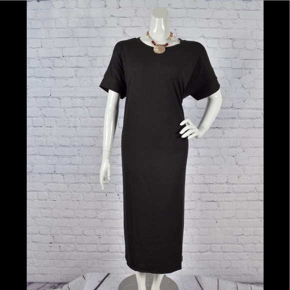 BN Zenana Oversized Short Sleeve Round Neck Black Maxi W/Pockets Various - Picture 10 of 15